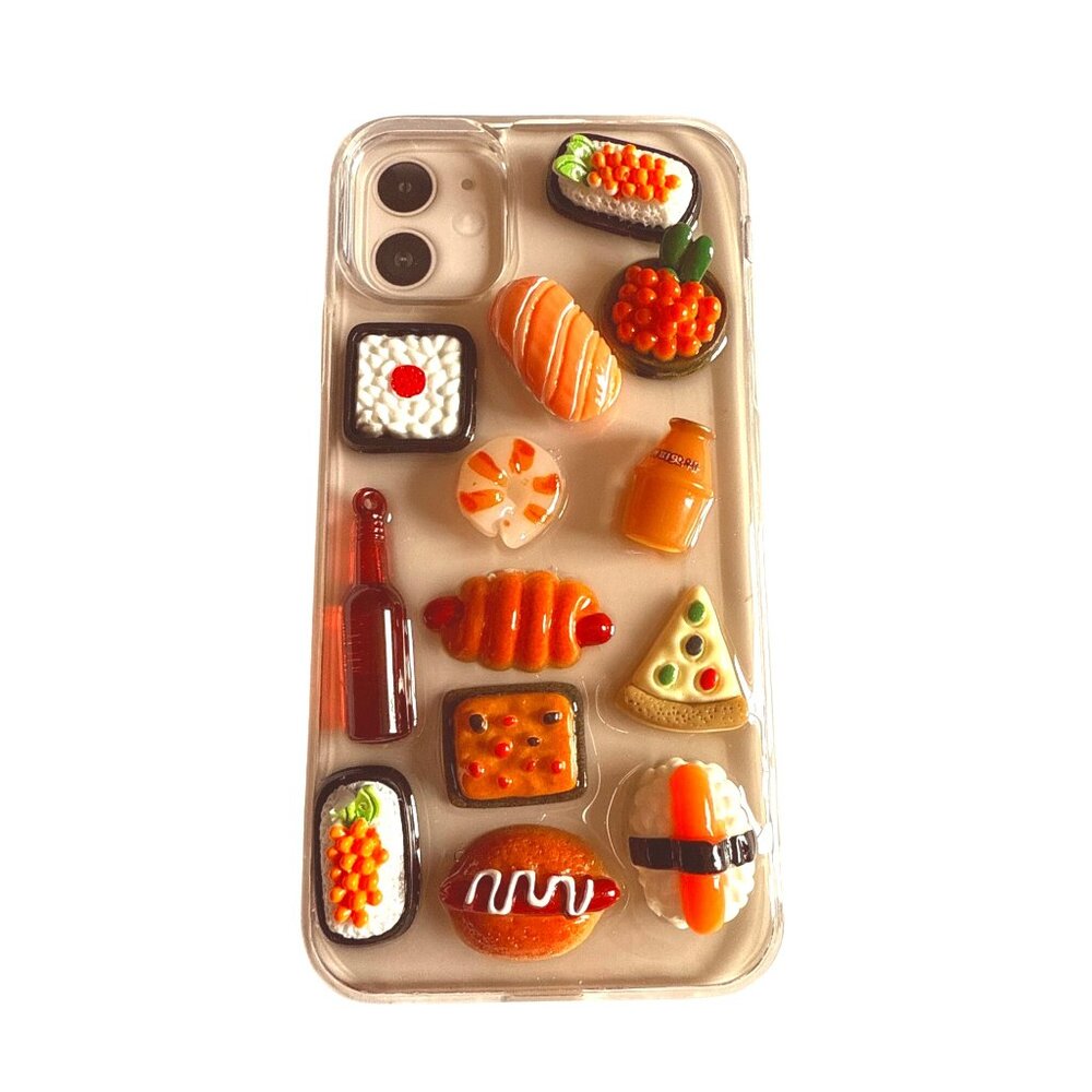 Cute Silicone Food treat Transparent Case For iPhone 11/XR With 3D Colorful Food